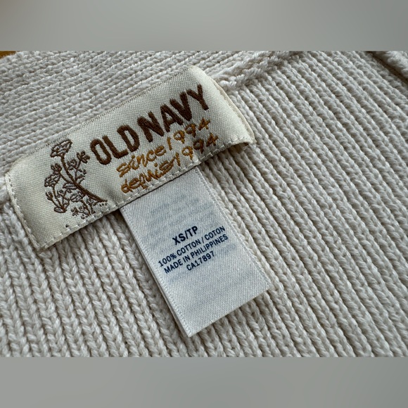 Vintage Old Navy Women's White Cream Sleeveless Open Front Knit Crop Vest XS - Picture 4 of 8